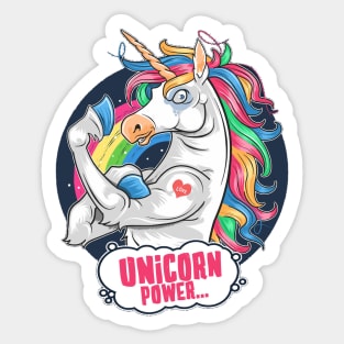 Unicorn Power - Magic Rainbow Cartoon Fantasy Sticker